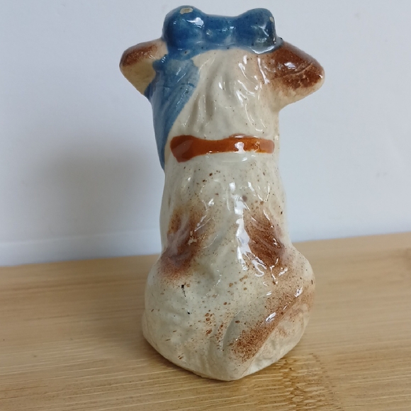 VTG Porcelain Blue Bow Toothache Dog Figurine - Picture 4 of 11